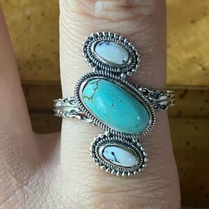 Royston Turquoise White Buffalo Sterling Silver Ring